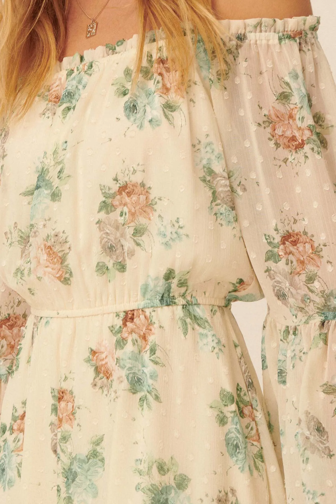 Deeper Love Floral Off-Shoulder Peasant Dress