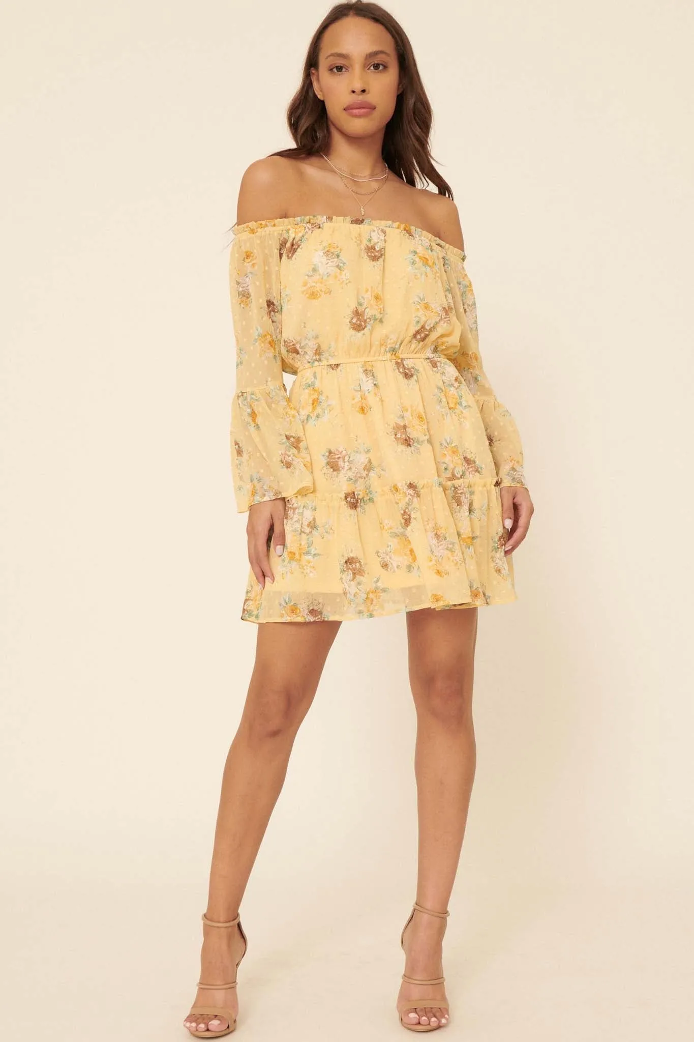 Deeper Love Floral Off-Shoulder Peasant Dress