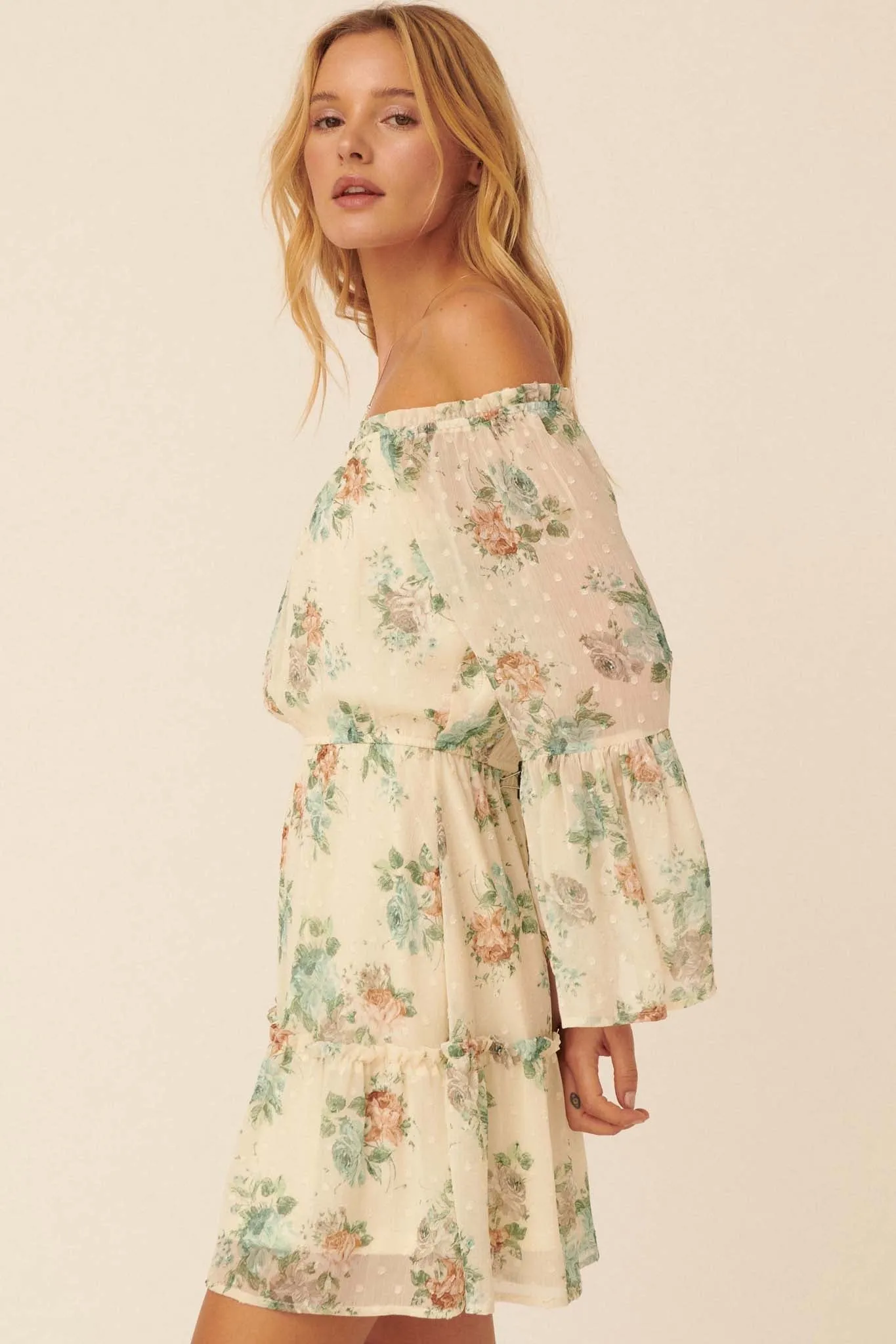Deeper Love Floral Off-Shoulder Peasant Dress