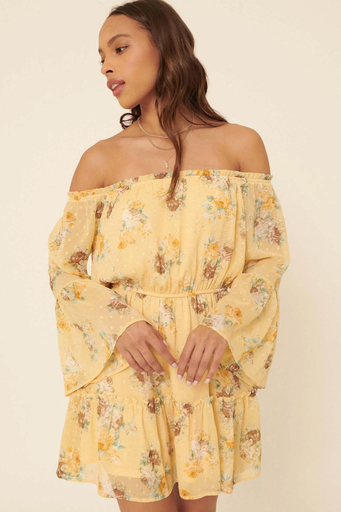 Deeper Love Floral Off-Shoulder Peasant Dress
