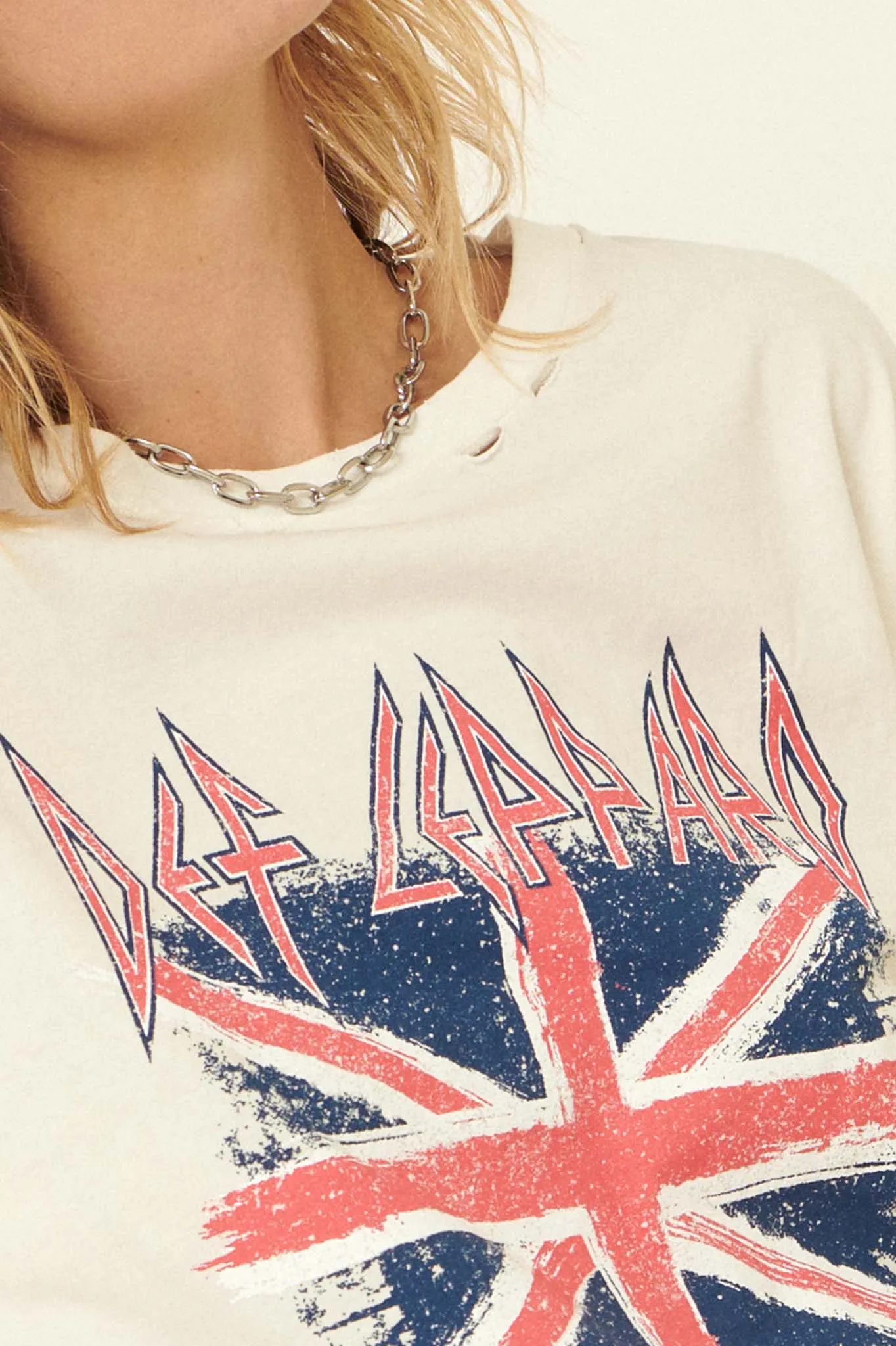 Def Leppard Union Jack Distressed Graphic Tee