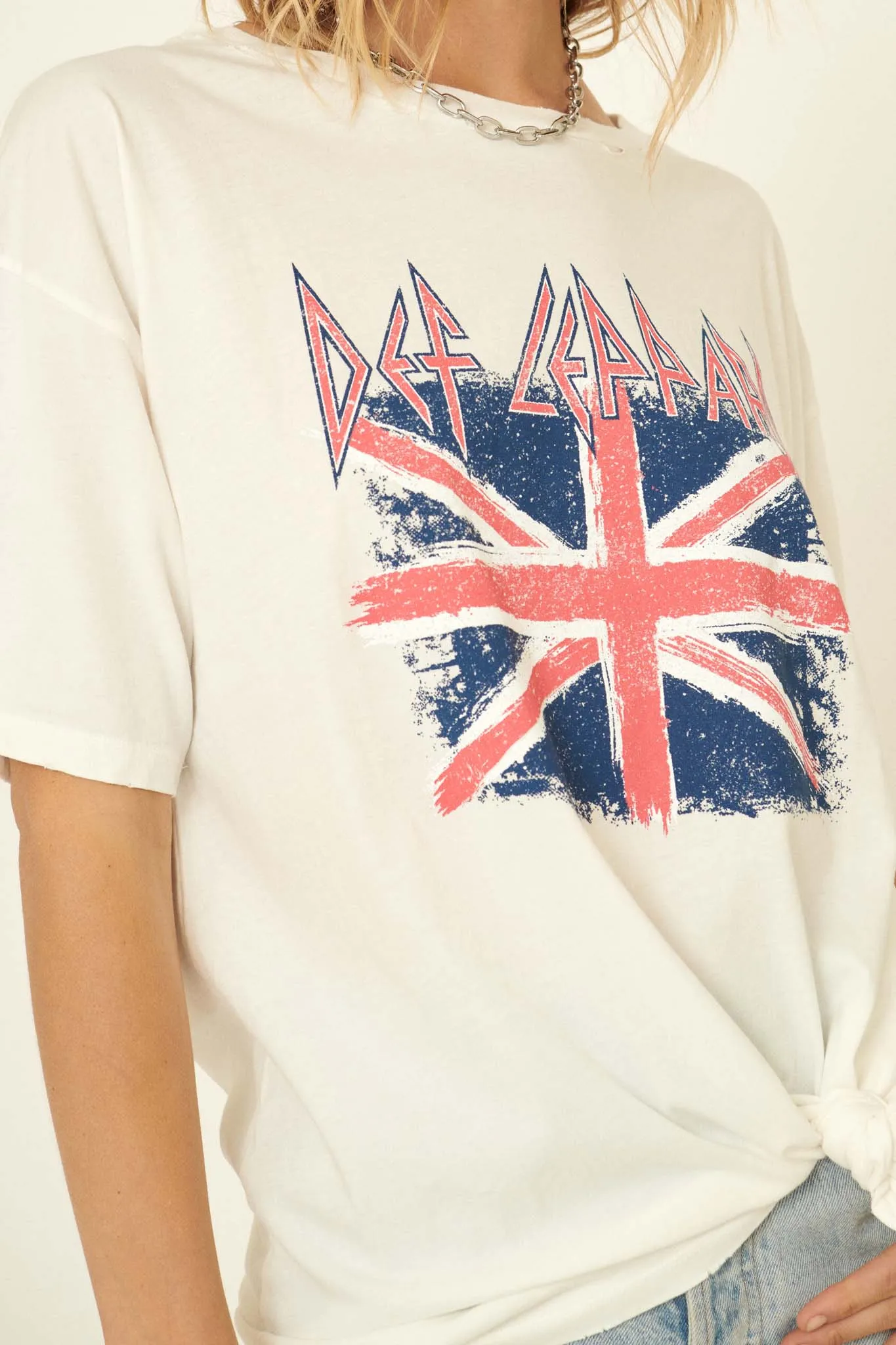 Def Leppard Union Jack Distressed Graphic Tee
