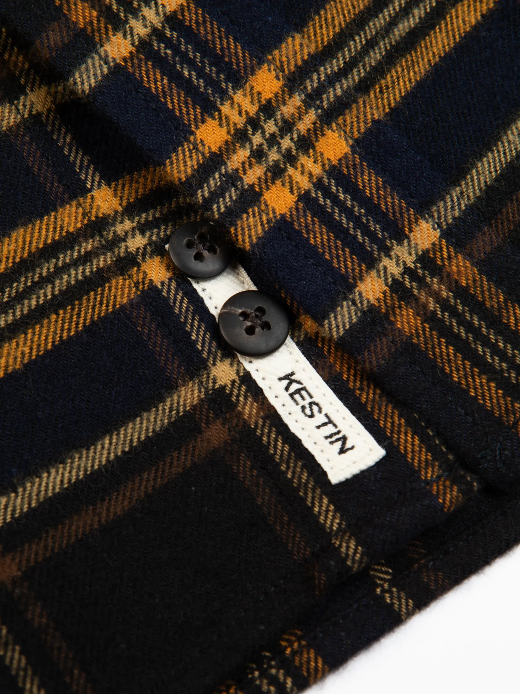 Dirleton Shirt In Navy / Saffron Check Japanese Brushed Plaid