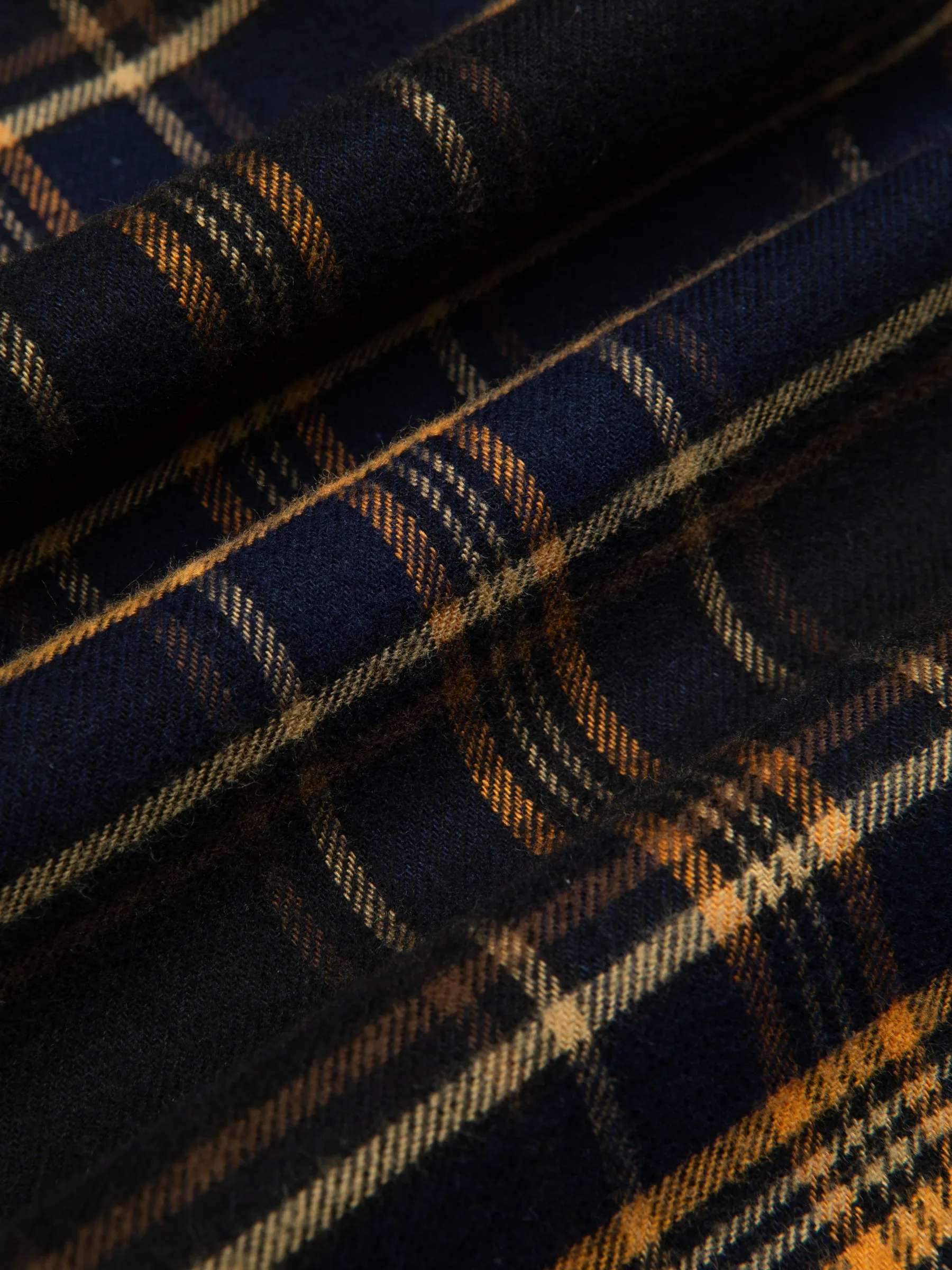 Dirleton Shirt In Navy / Saffron Check Japanese Brushed Plaid