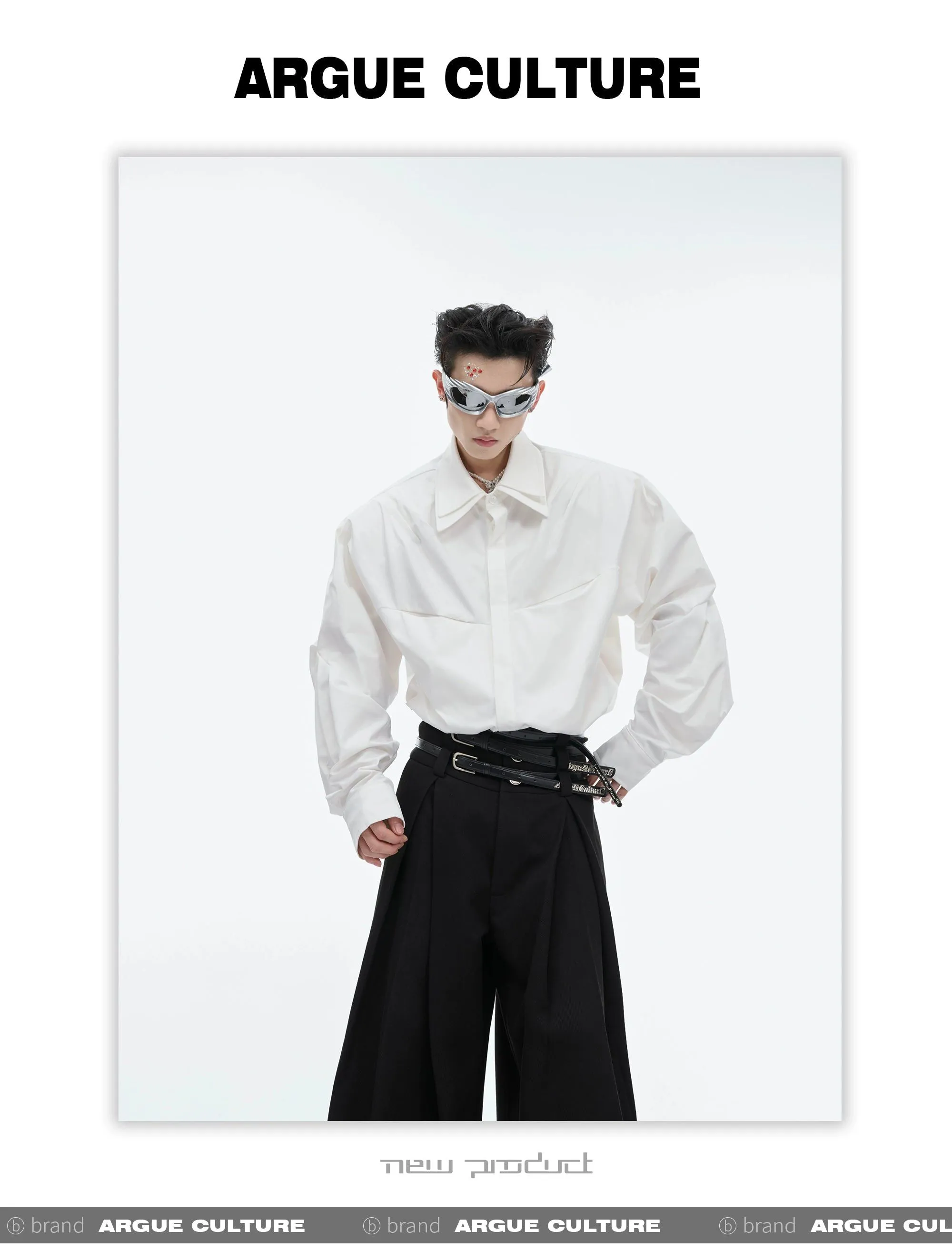 Double Collar Pleated Shirt