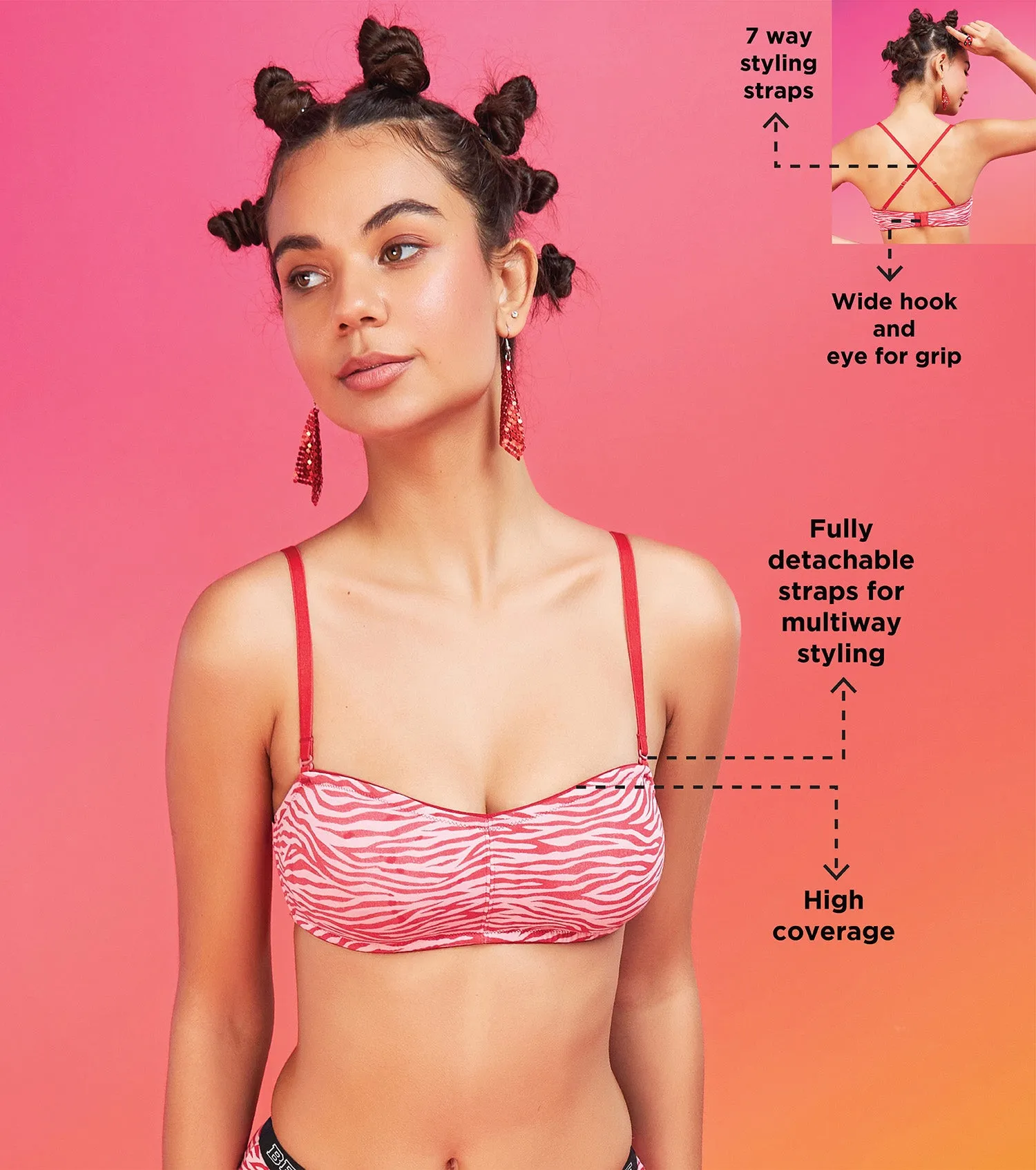 Enamor XO Zebra Print Non-Wired Non Padded Multiway Bra - Nella
