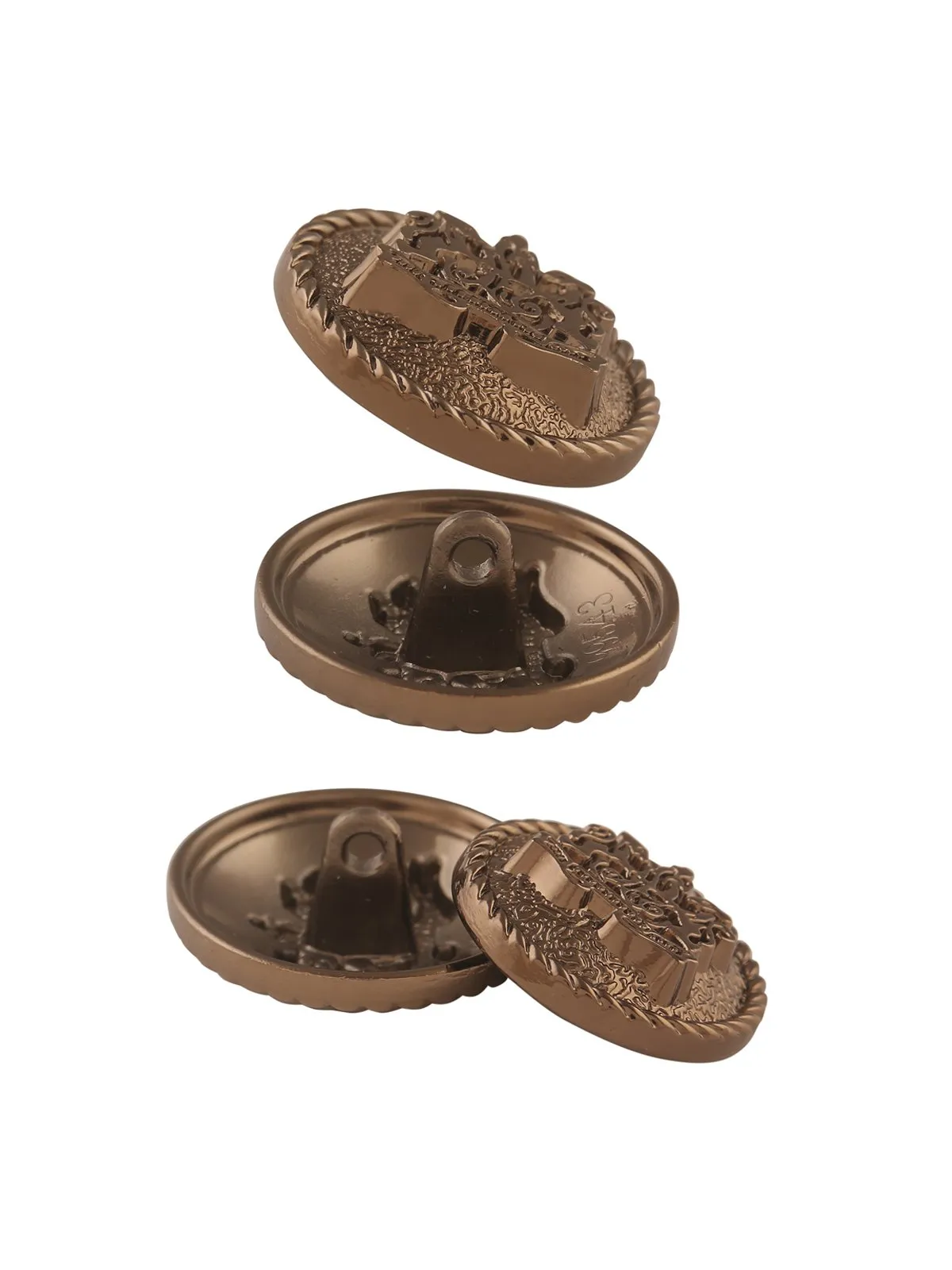 Engraved Logo Round Shape Shiny Brass Shank Button