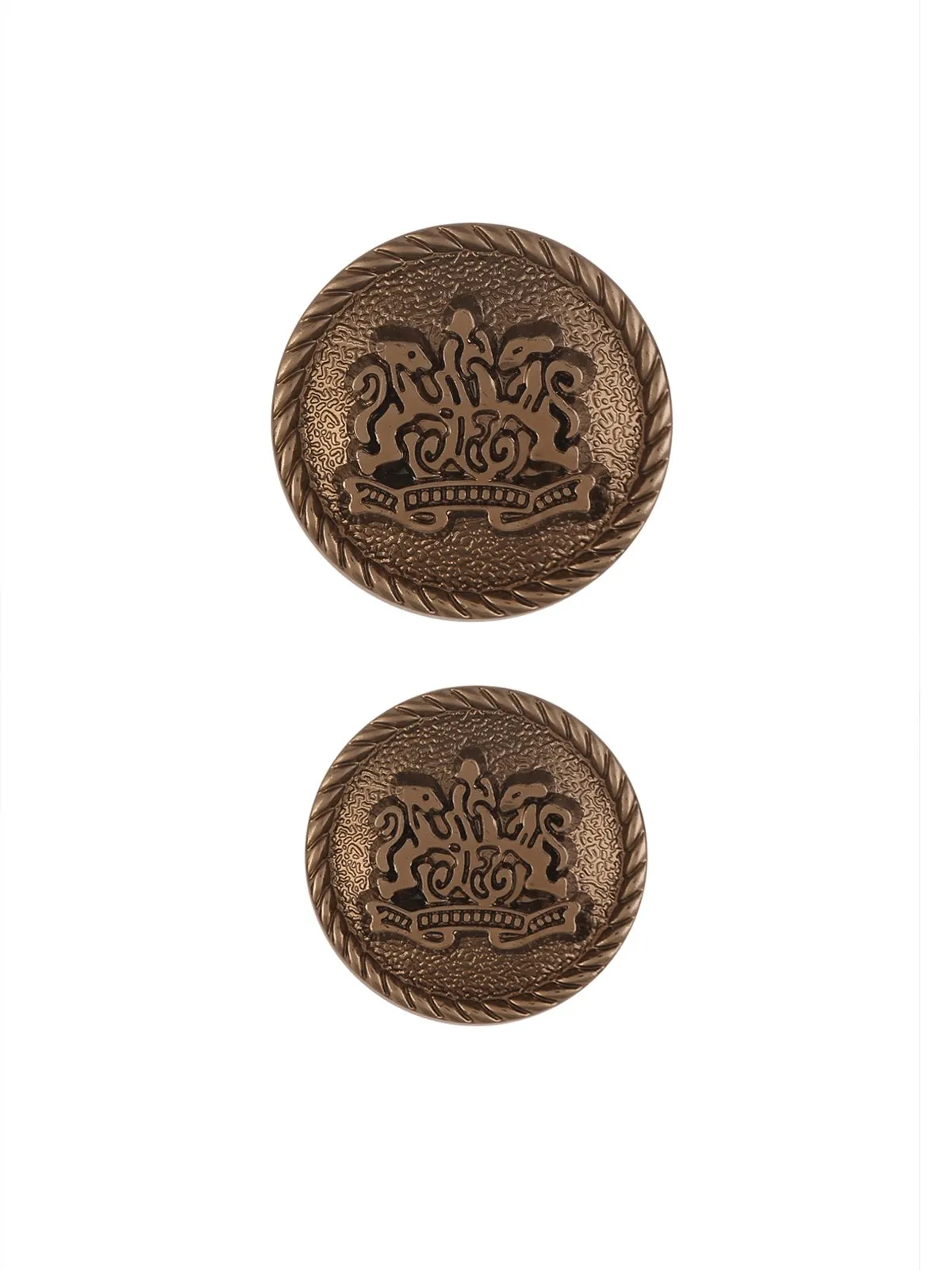 Engraved Logo Round Shape Shiny Brass Shank Button