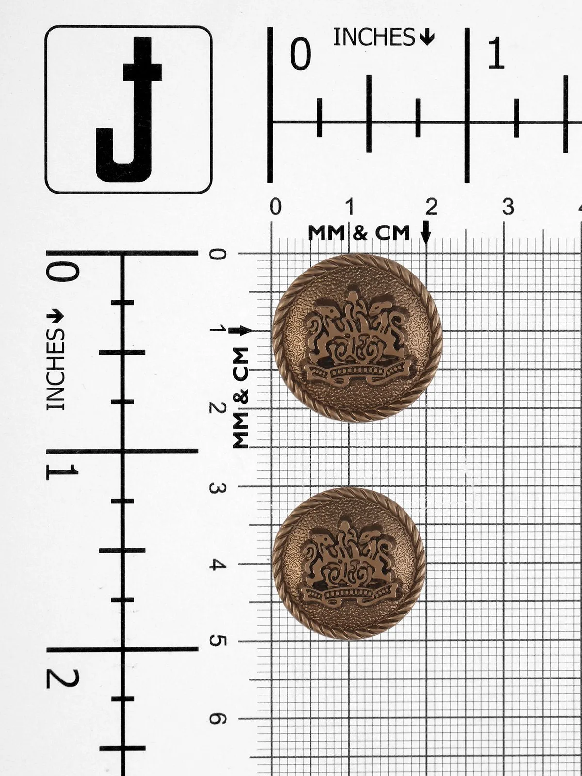 Engraved Logo Round Shape Shiny Brass Shank Button