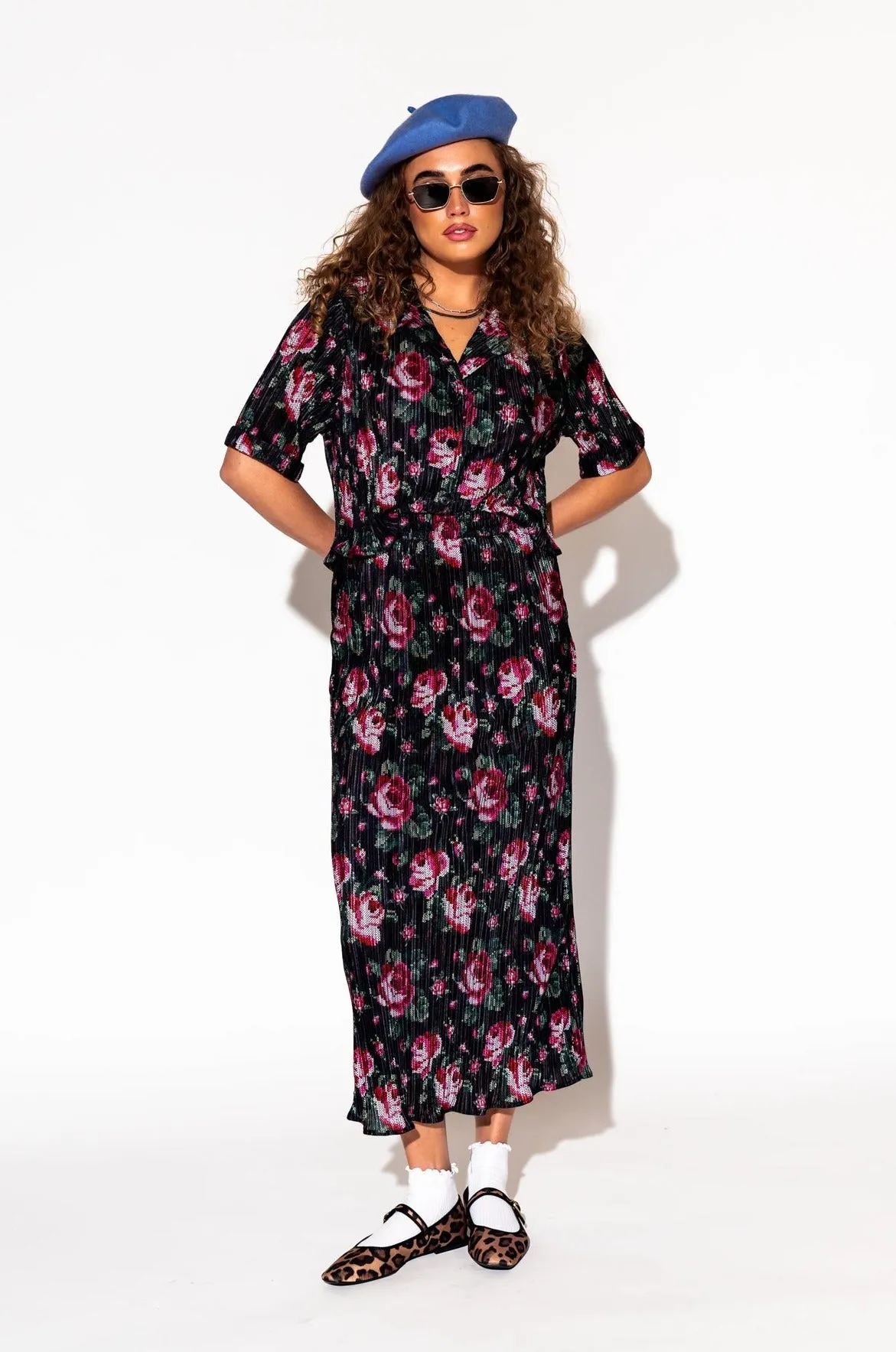 Ćest la Vie Plissé Skirt Set in Cross Stitch Floral