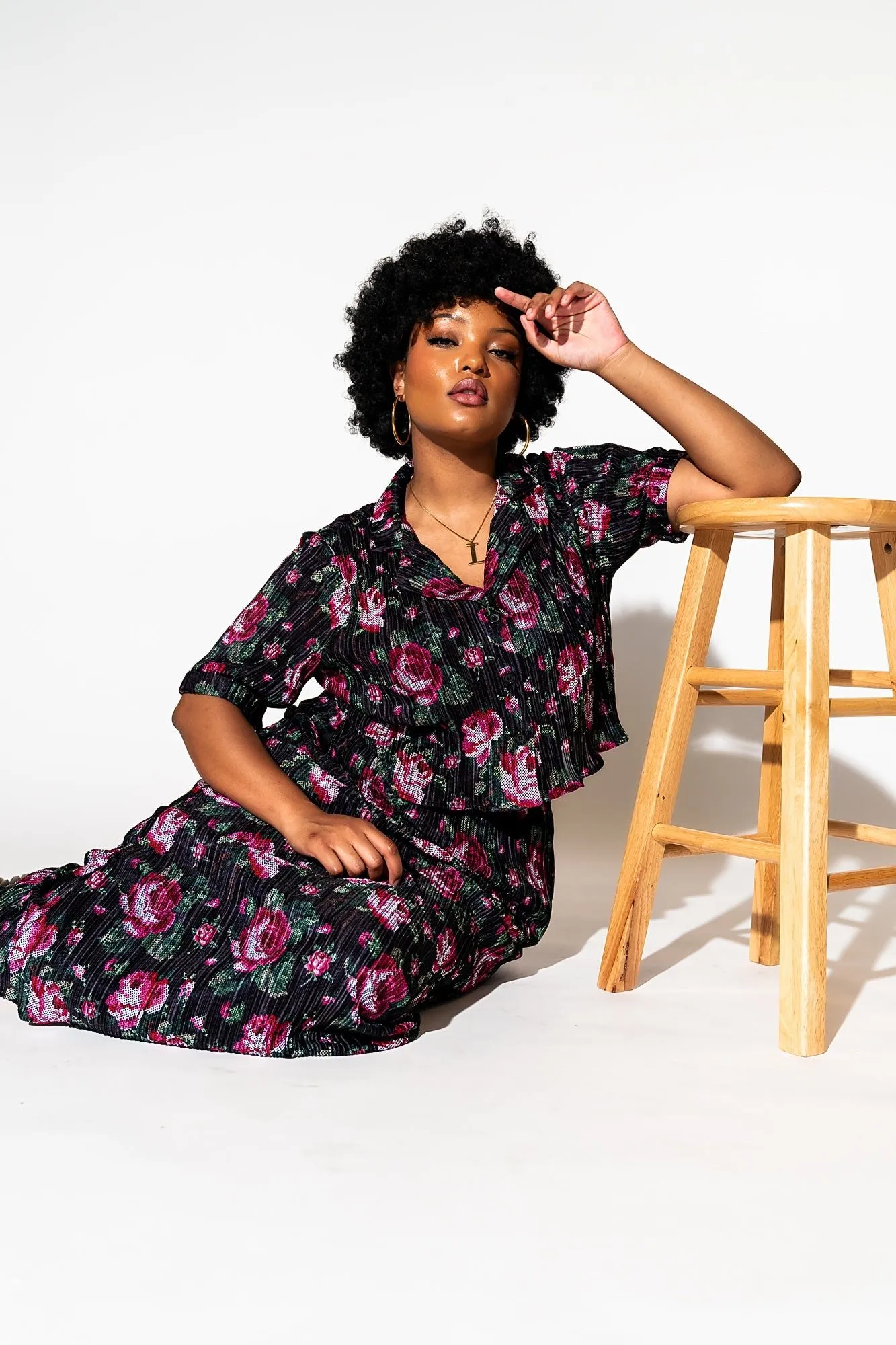 Ćest la Vie Plissé Skirt Set in Cross Stitch Floral