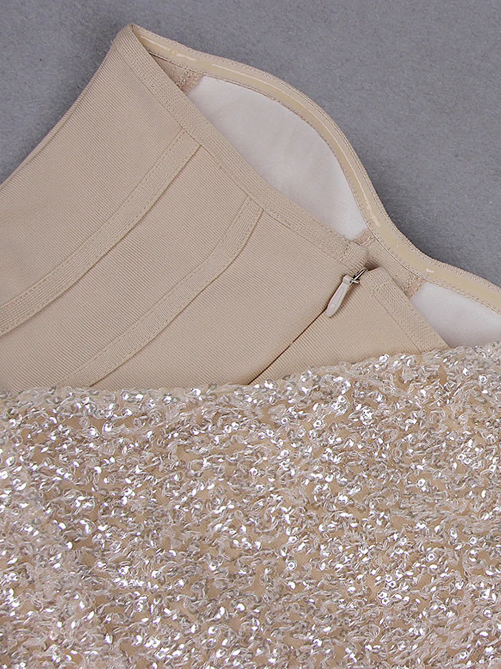 ETAME Sequins Mini Dress in Beige