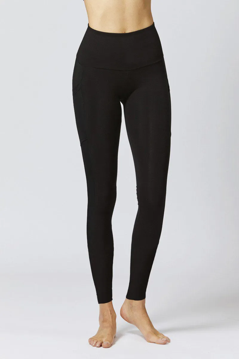 Extra Strong Compression Tummy Control Leggings with Side Pockets Black