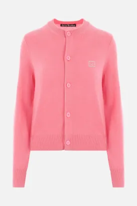 Face Logo embellishment wool cardigan