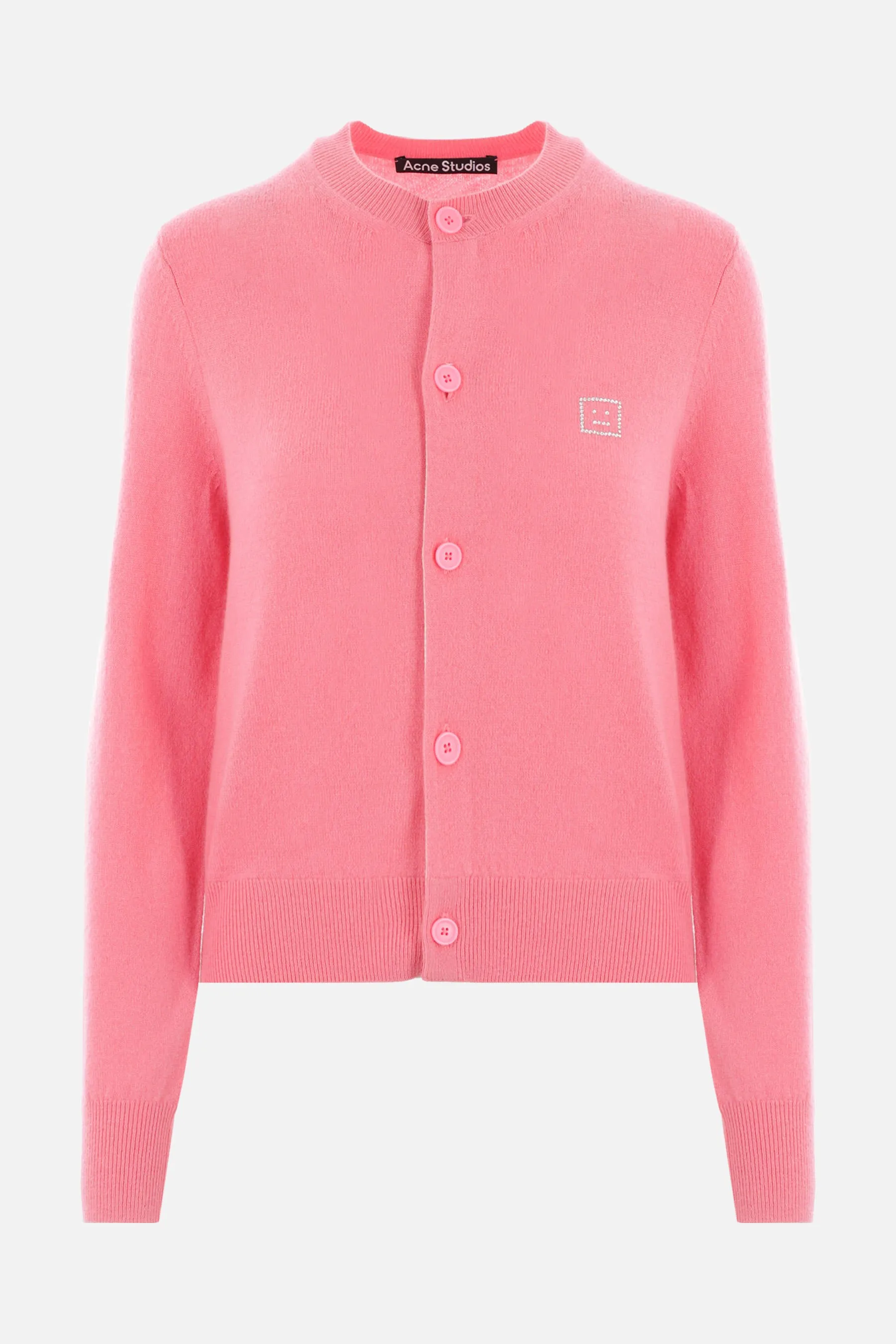 Face Logo embellishment wool cardigan