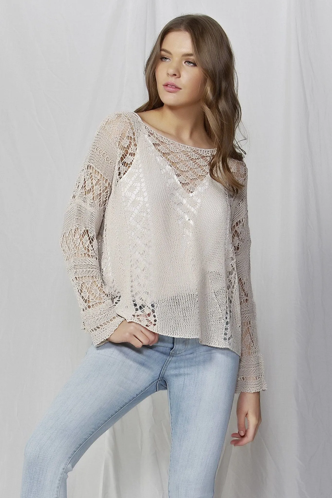 Fate   Becker Covent Garden Knit Top in Ecru