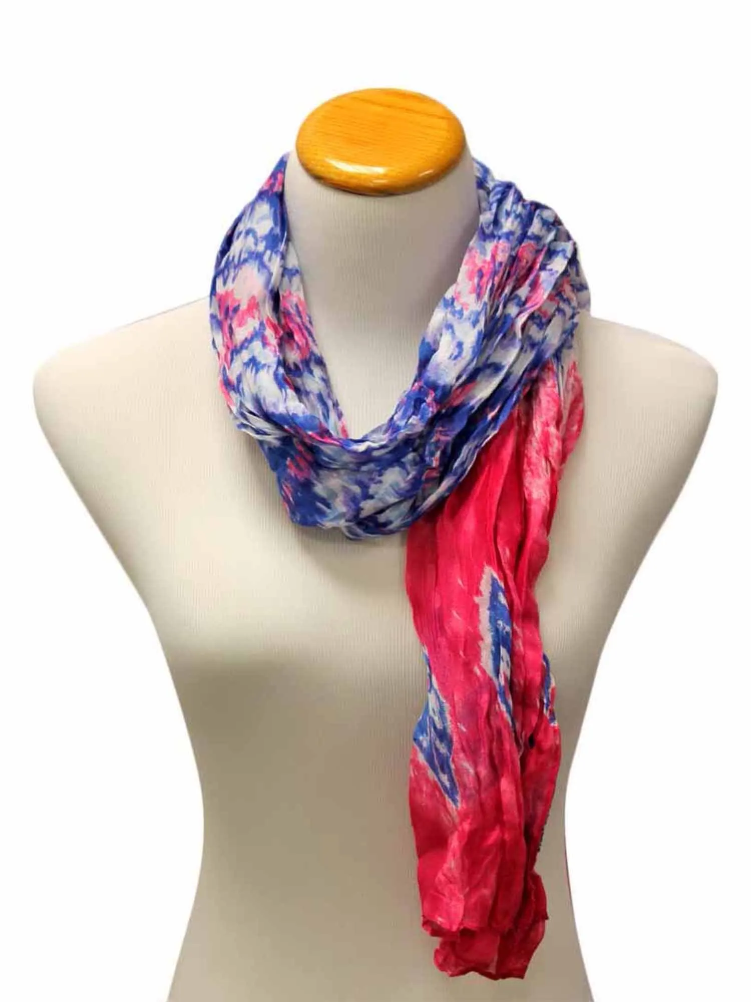 Fuchsia Bohemian Tie-Dye Print Scarf