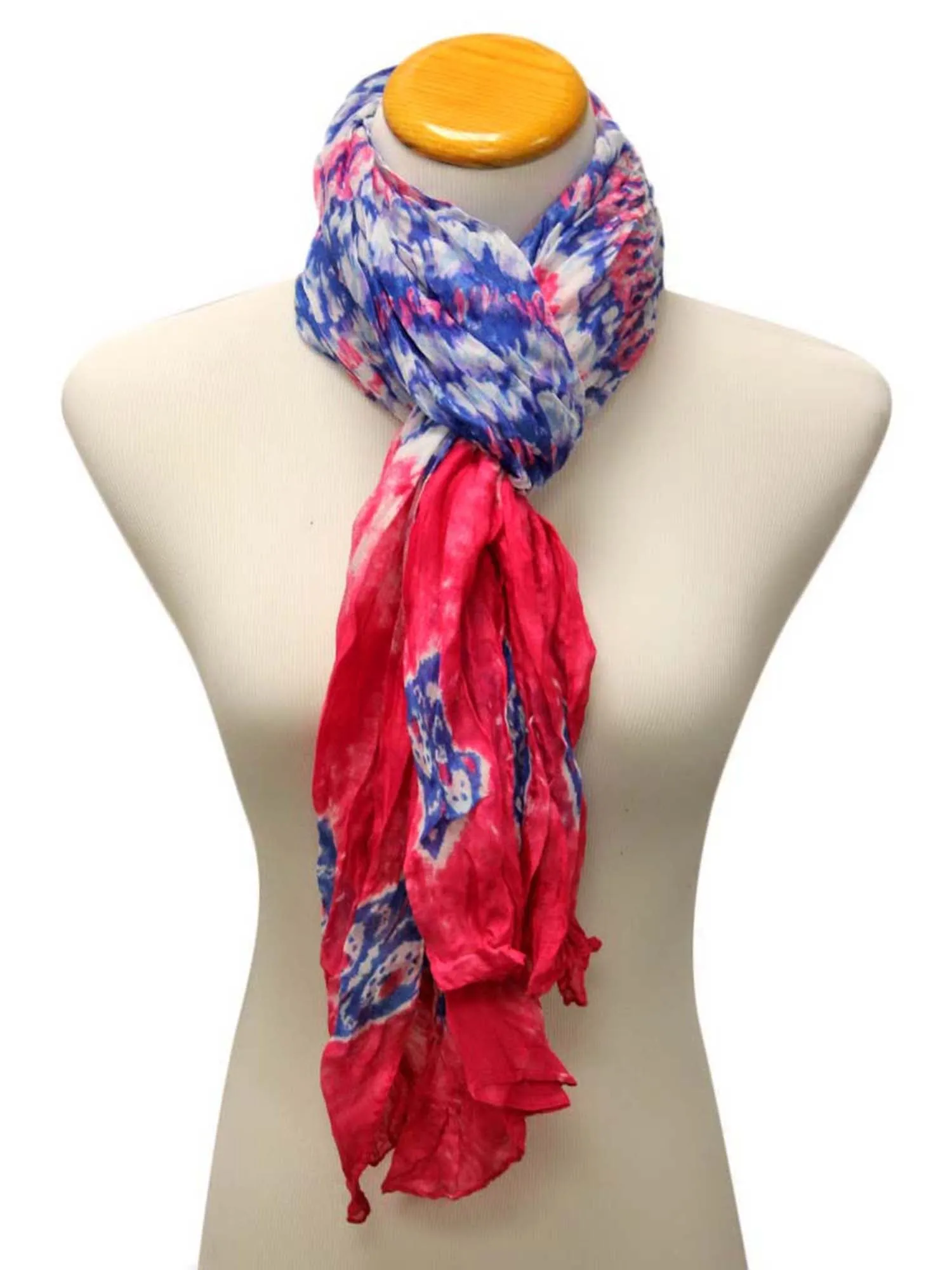 Fuchsia Bohemian Tie-Dye Print Scarf