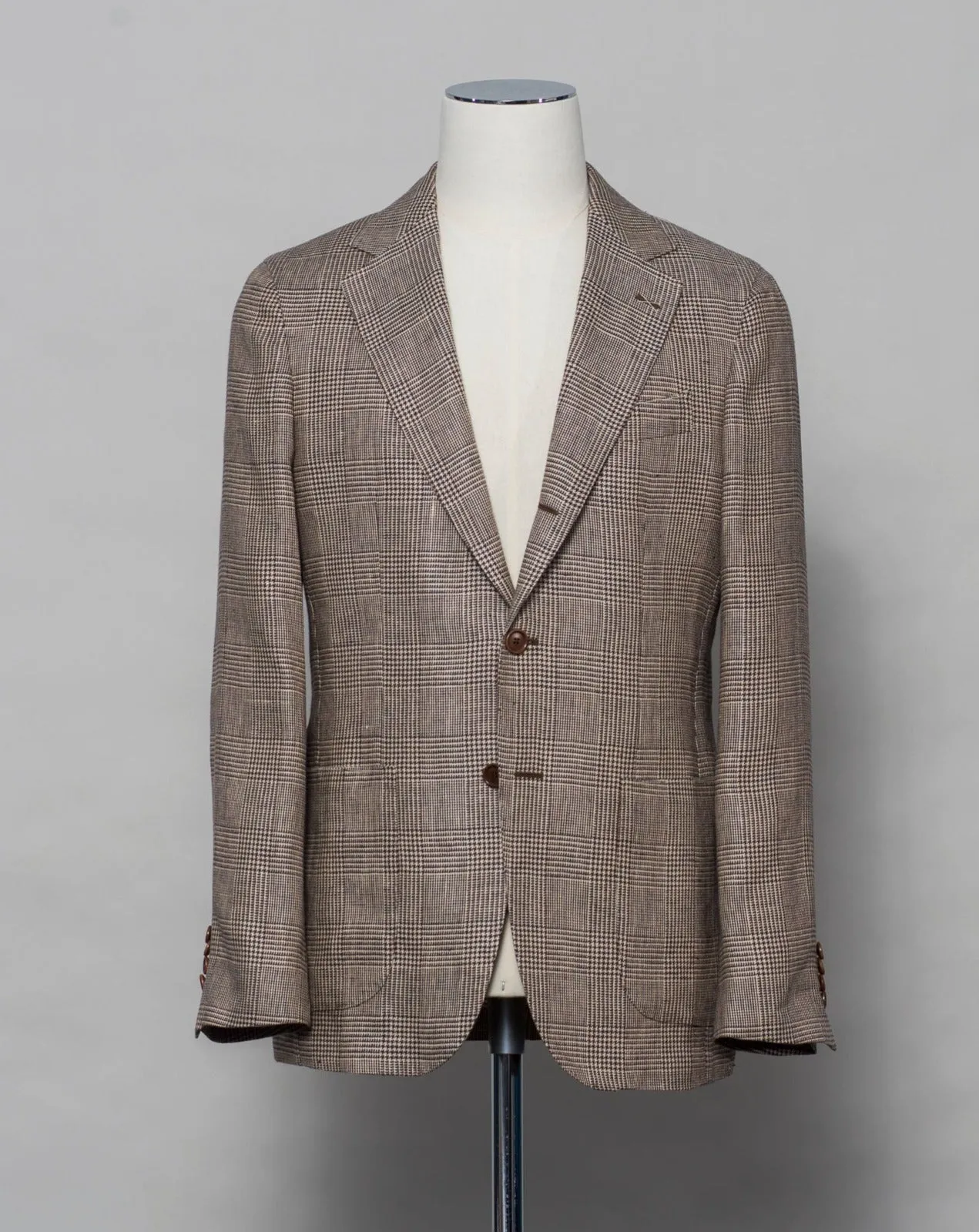 Gaiola Napoli Linen Glencheck Jacket / Brown