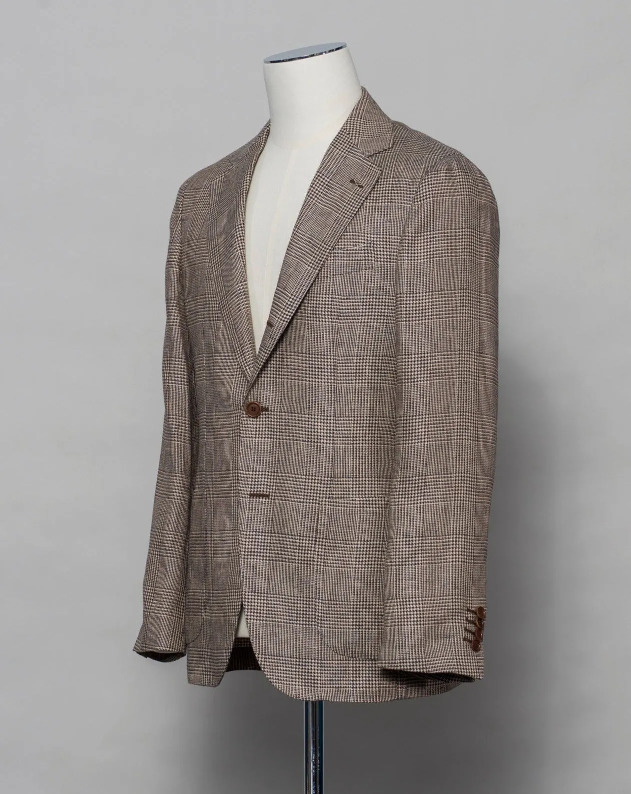 Gaiola Napoli Linen Glencheck Jacket / Brown