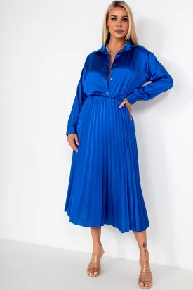 Glinda Royal Blue Satin Co Ord
