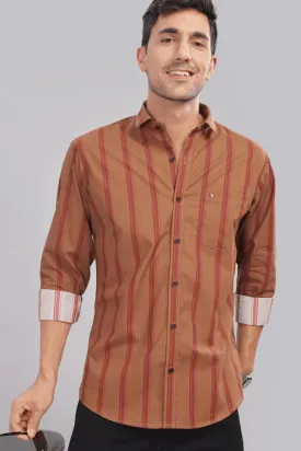 Golden Brown & Red Stripes - Full-Stain Proof
