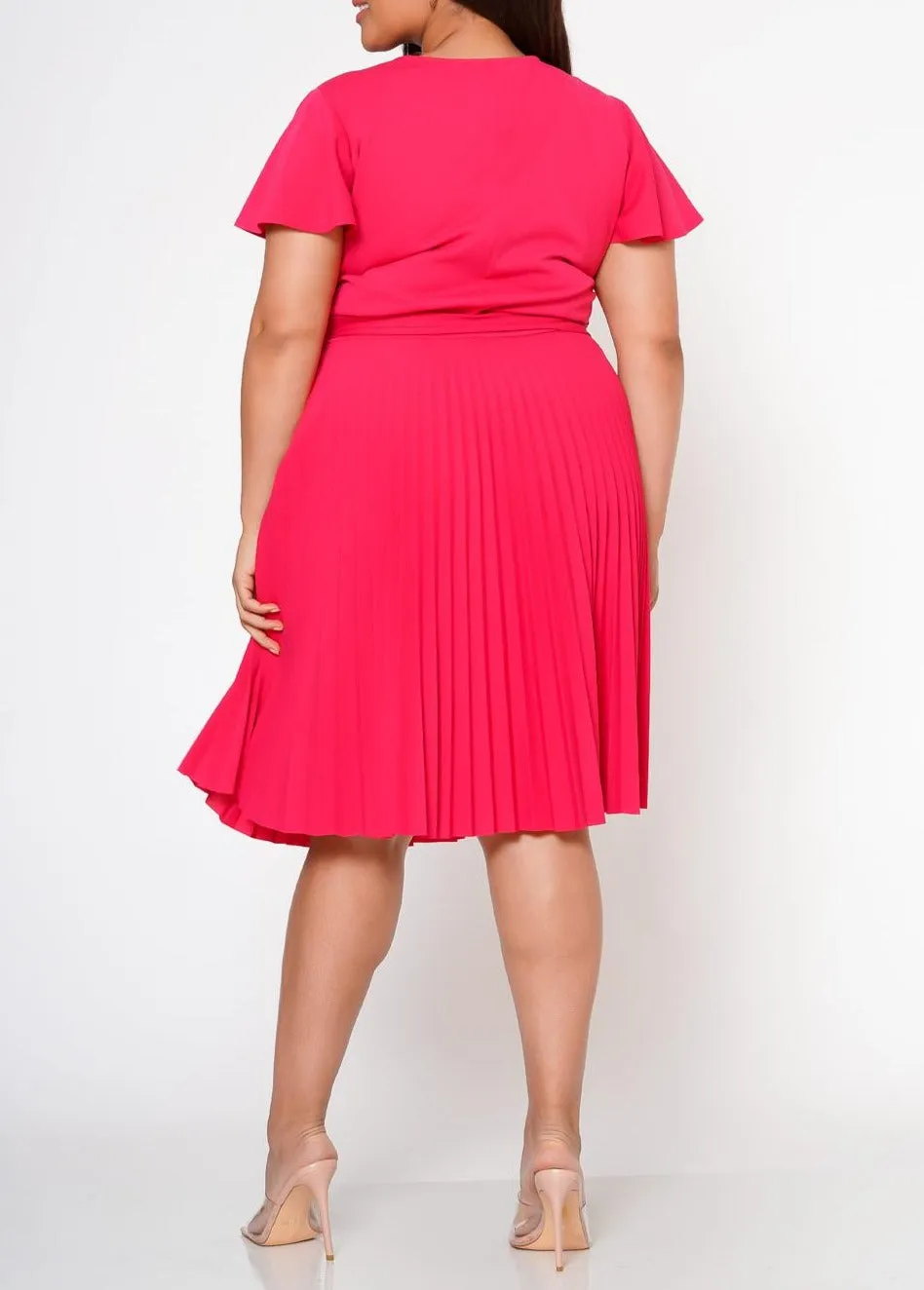 HI Curvy Plus Size Women Pleated Flare Mini Dress