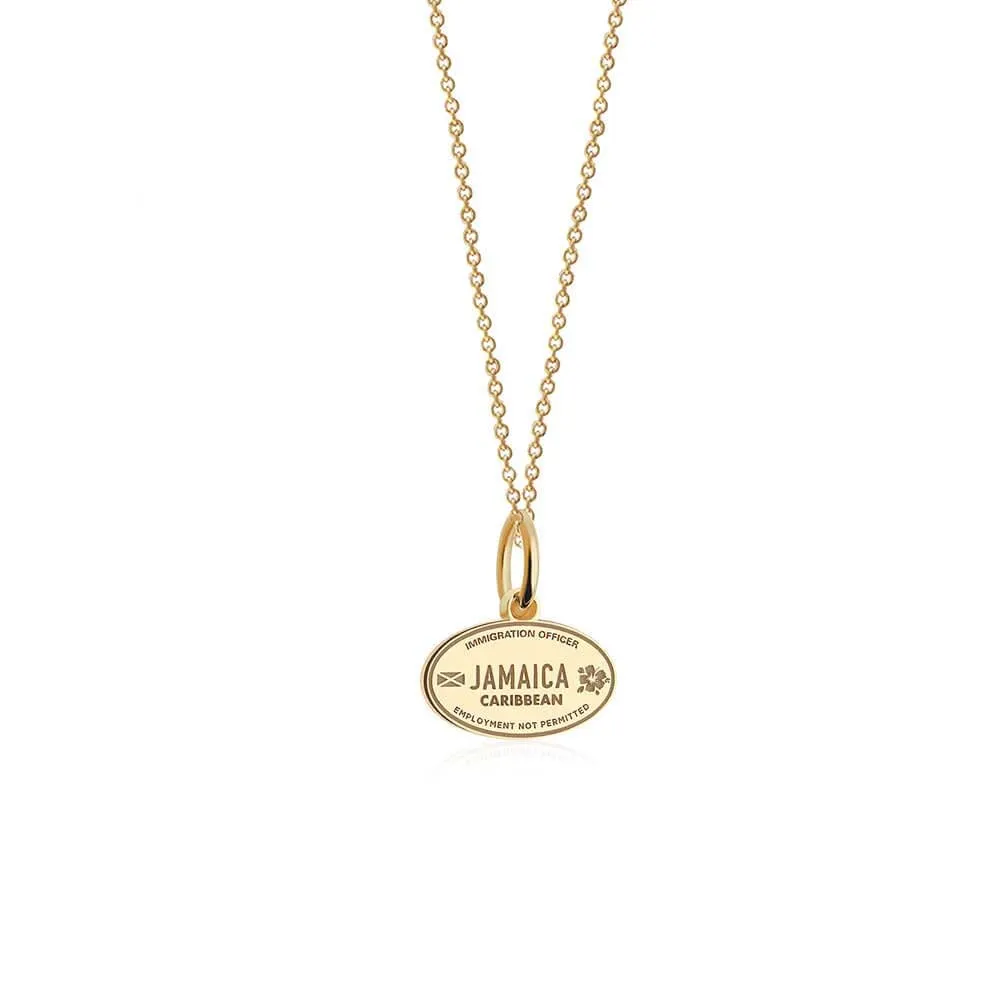 Jamaica Passport Stamp Charm Solid Gold Mini