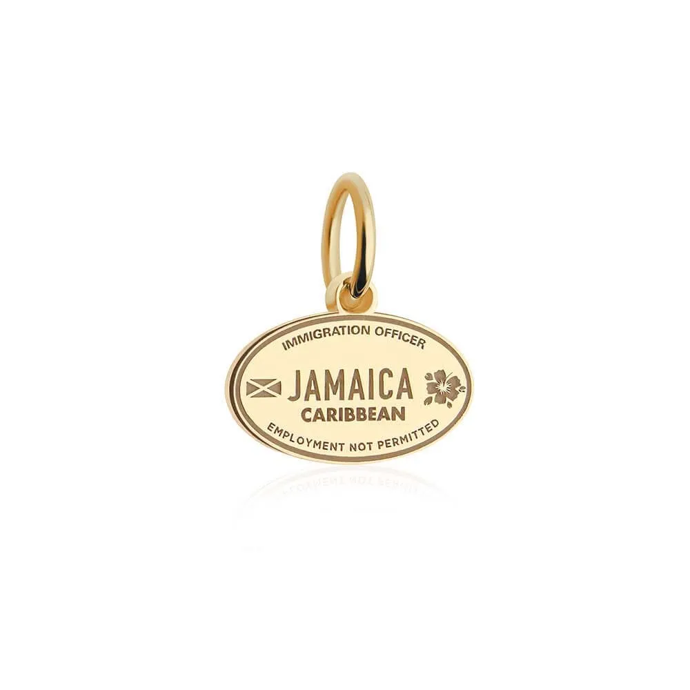 Jamaica Passport Stamp Charm Solid Gold Mini