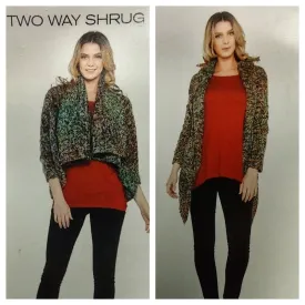 Kaktus Fuzzy Knit Open Front Two Way Cardigan Sweater XL