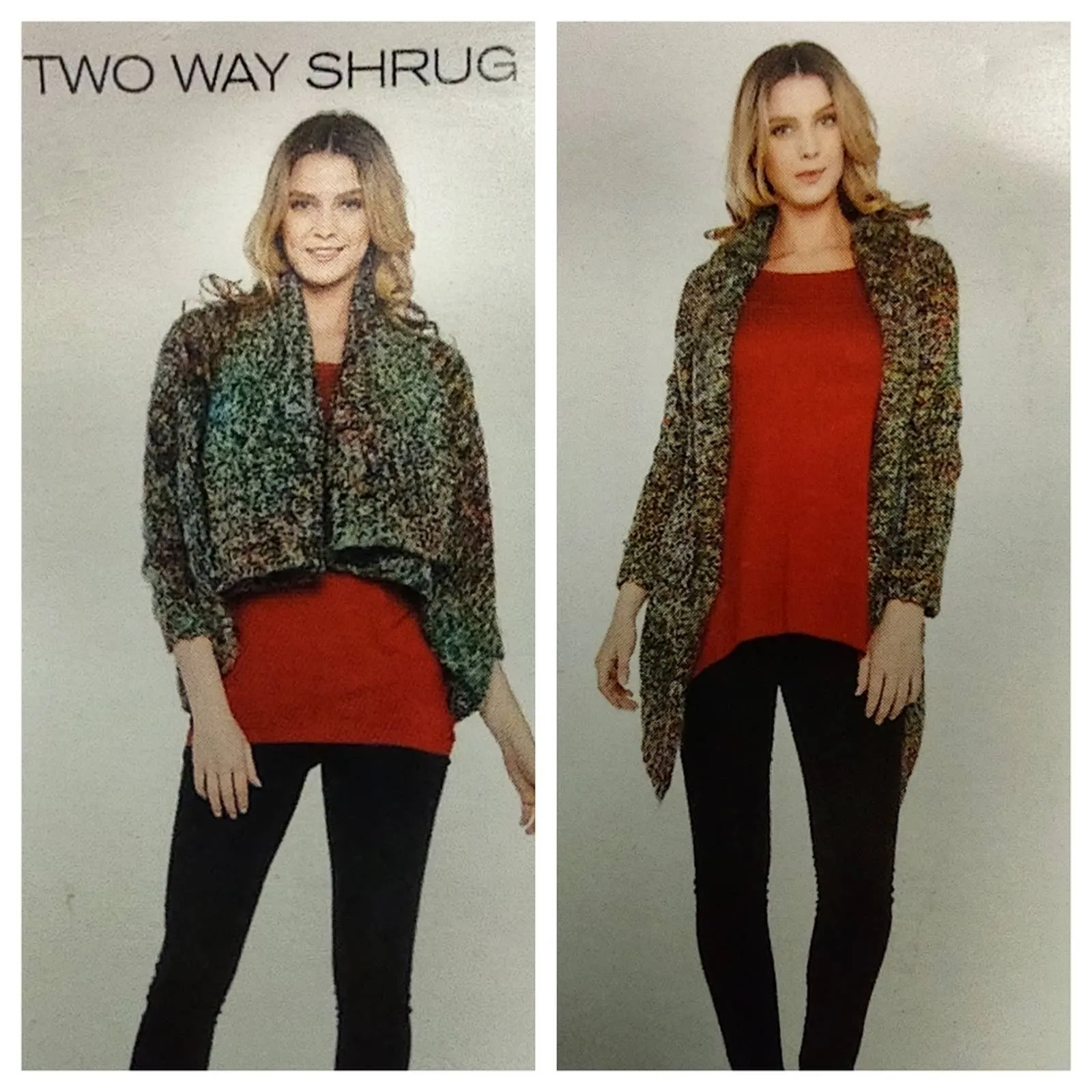 Kaktus Fuzzy Knit Open Front Two Way Cardigan Sweater XL