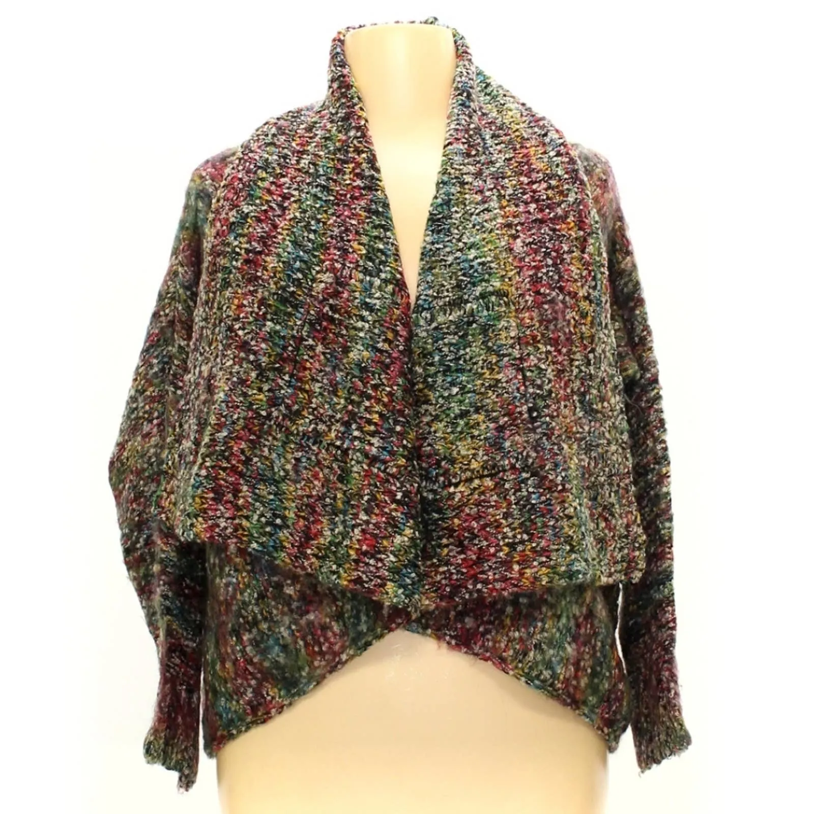 Kaktus Fuzzy Knit Open Front Two Way Cardigan Sweater XL