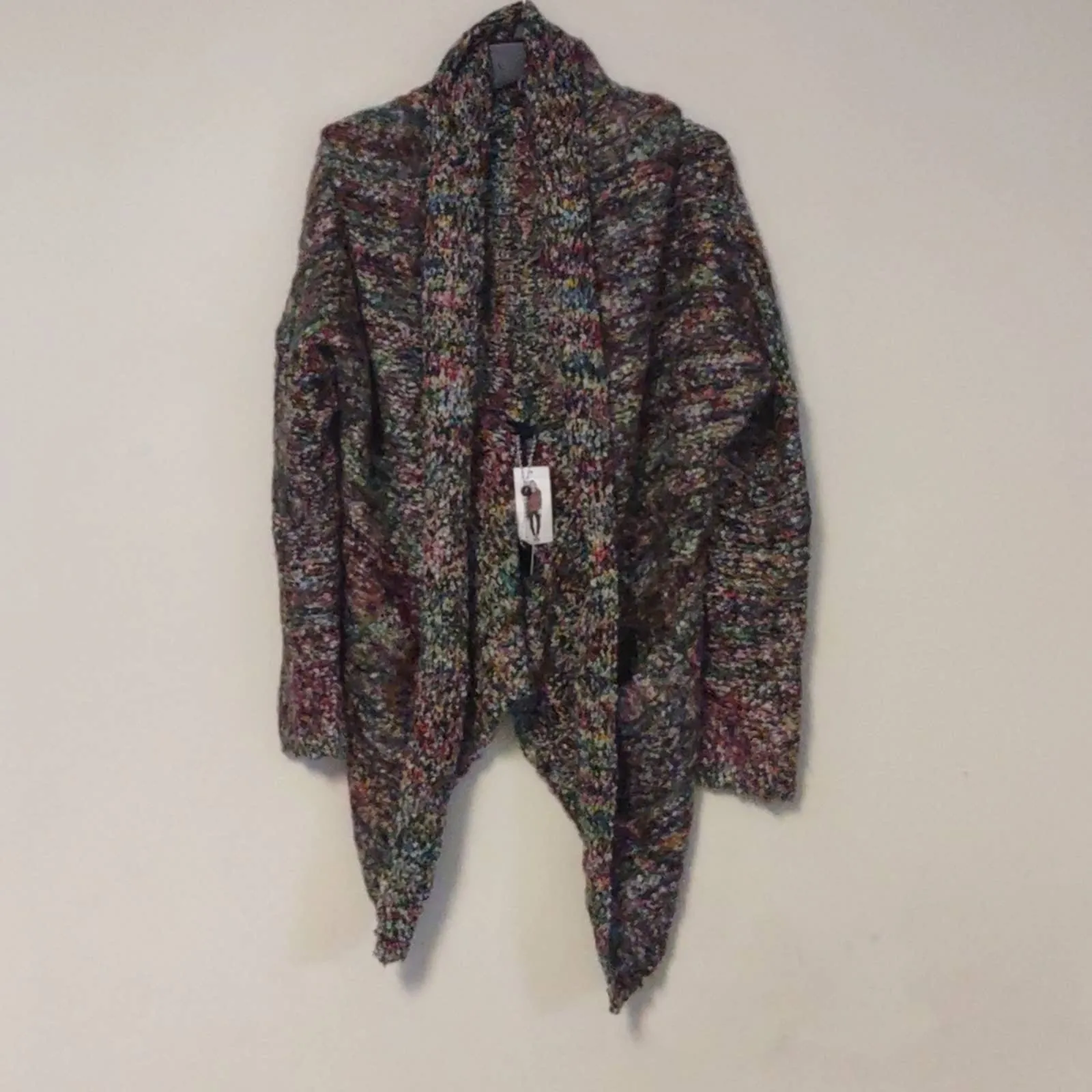 Kaktus Fuzzy Knit Open Front Two Way Cardigan Sweater XL