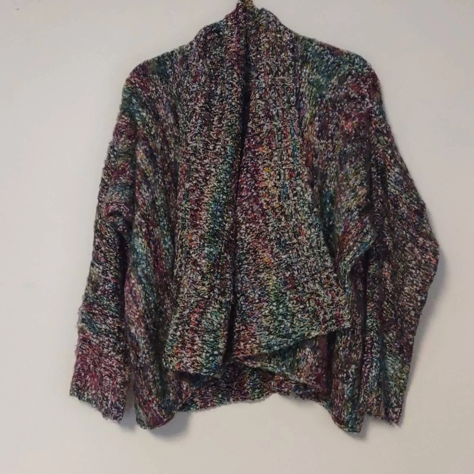 Kaktus Fuzzy Knit Open Front Two Way Cardigan Sweater XL