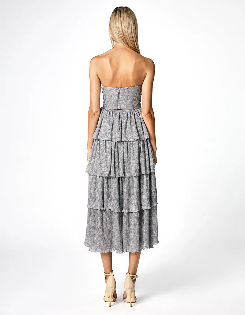 KIANDRA METALLIC ROSETTE TOP AND SKIRT SET BL66SS17S
