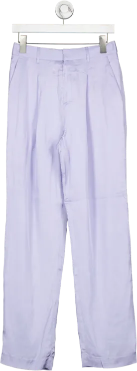 L'academie Purple Satin Wide Leg Trousers UK S