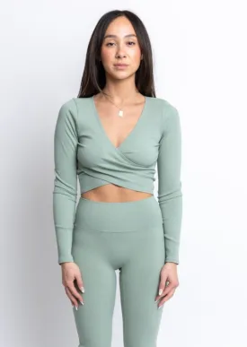 Laguna Long Sleeve Wrap Top Sage