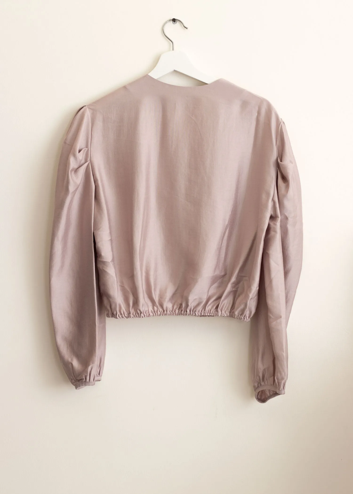 Lavender Puff Sleeves Cropped Blouse