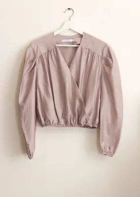 Lavender Puff Sleeves Cropped Blouse