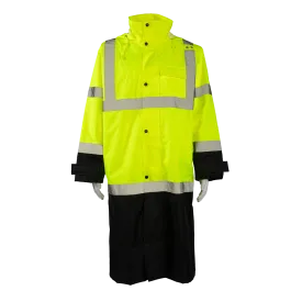 LBRC-48-C3 ANSI Class 3 Black Bottom Waterproof 48” Long Rain Coat