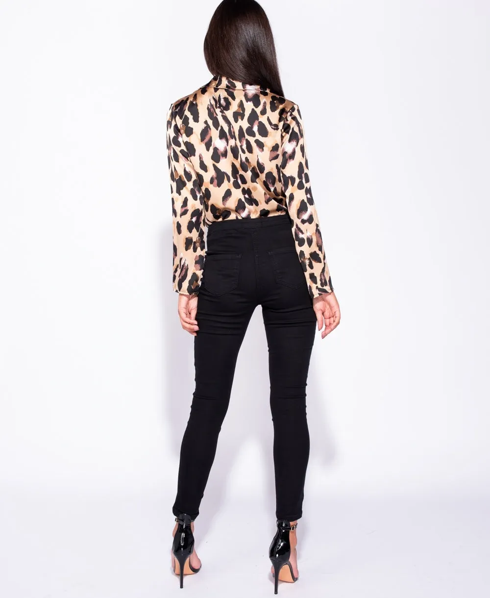 LEOPARD WRAP FRONT BODYSUIT