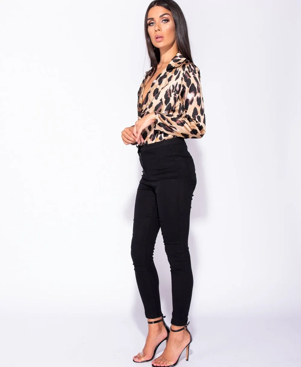LEOPARD WRAP FRONT BODYSUIT