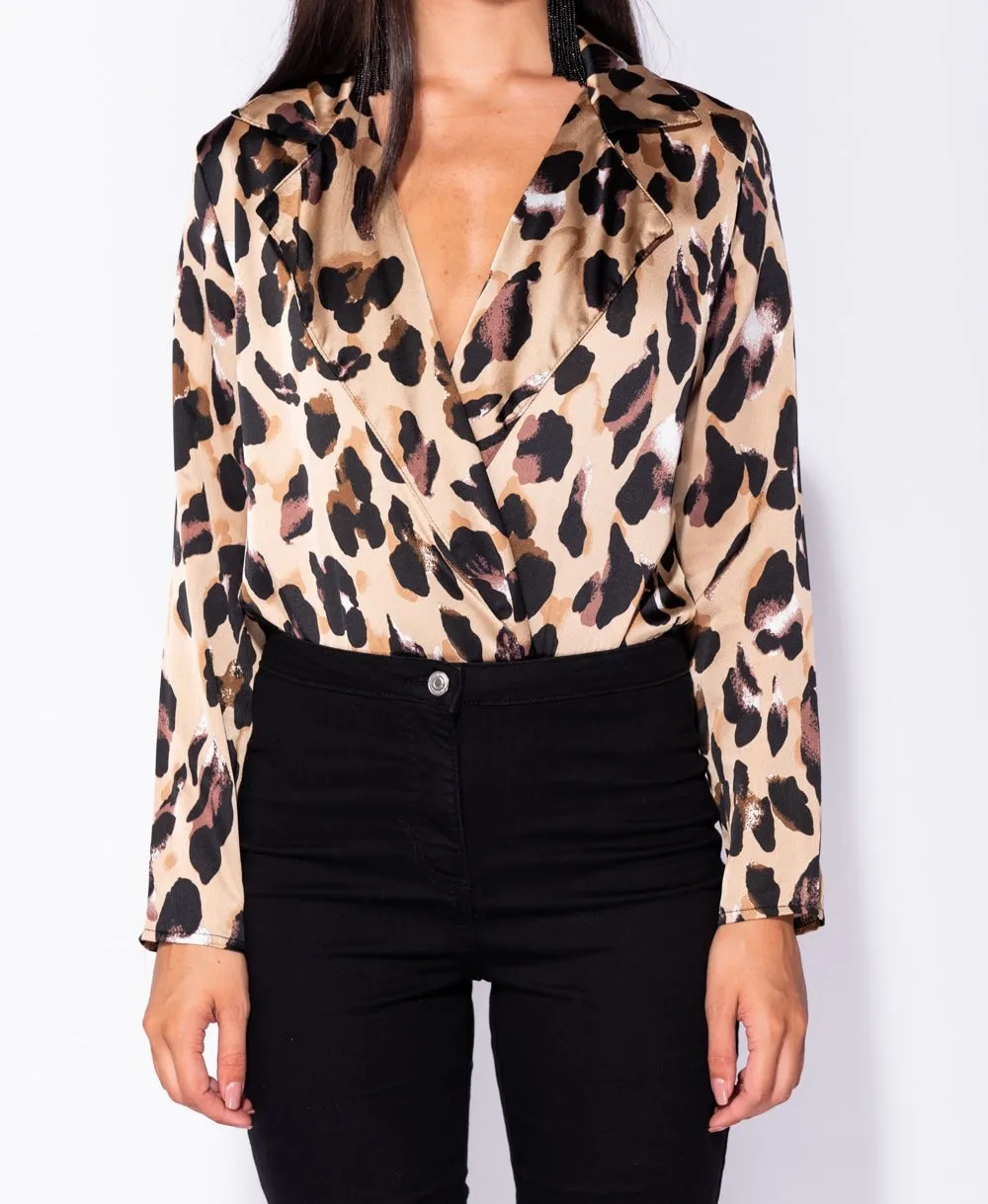 LEOPARD WRAP FRONT BODYSUIT