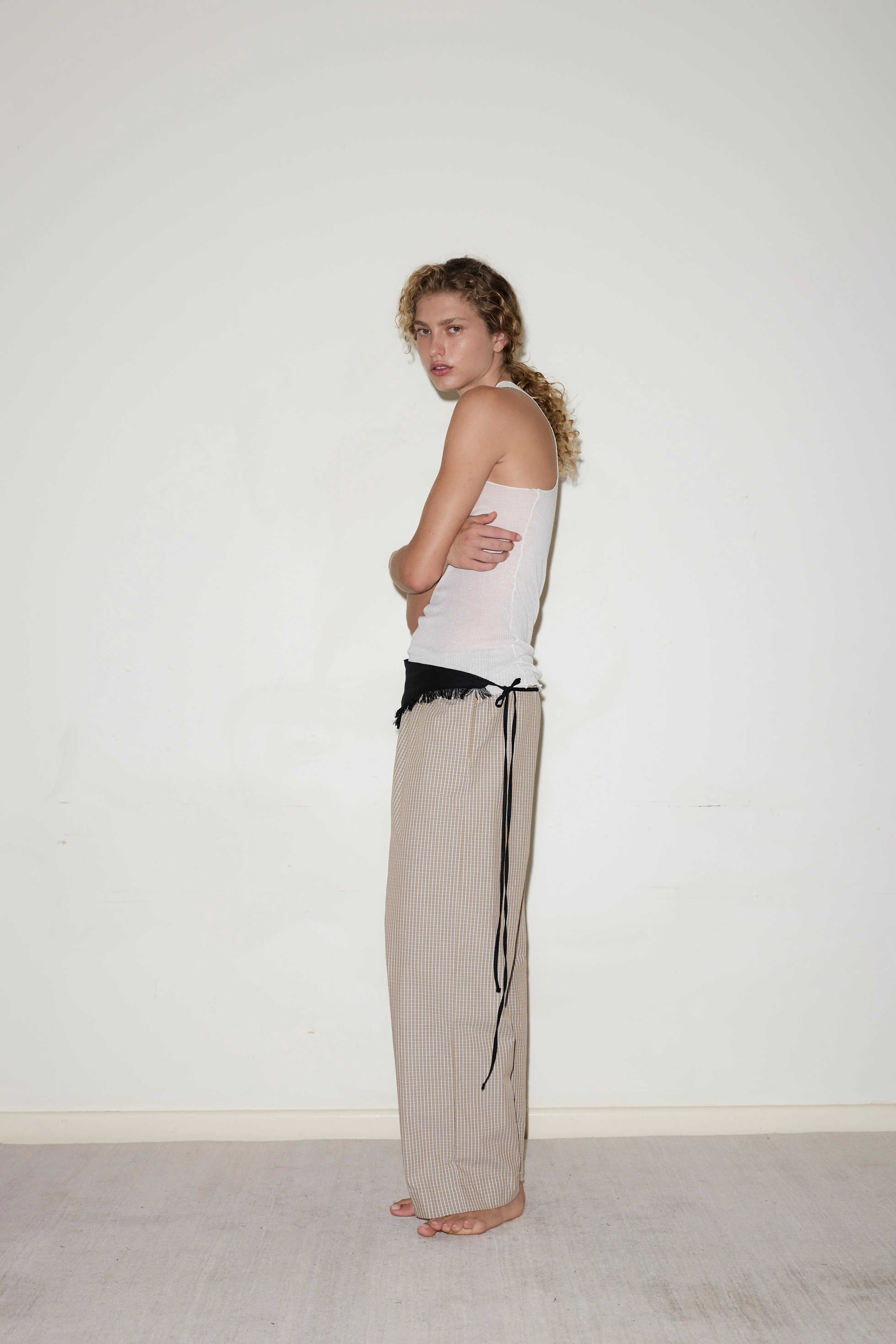 Linen Fray belt - Black