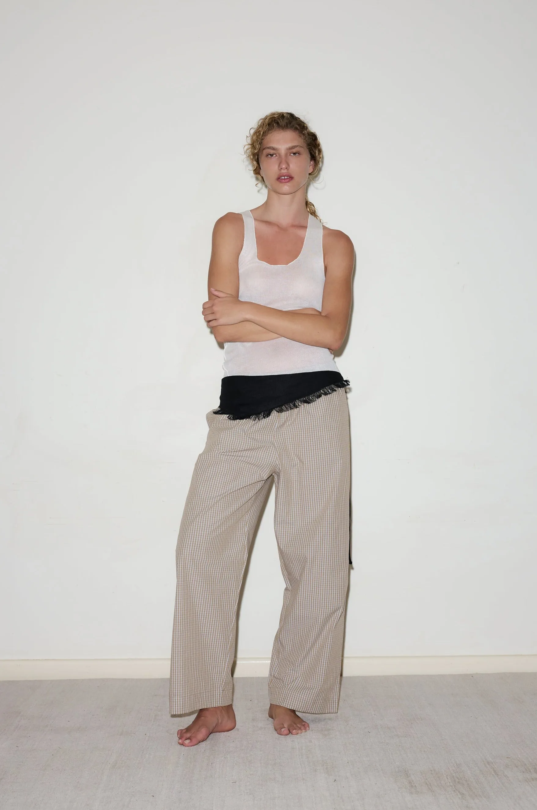 Linen Fray belt - Black