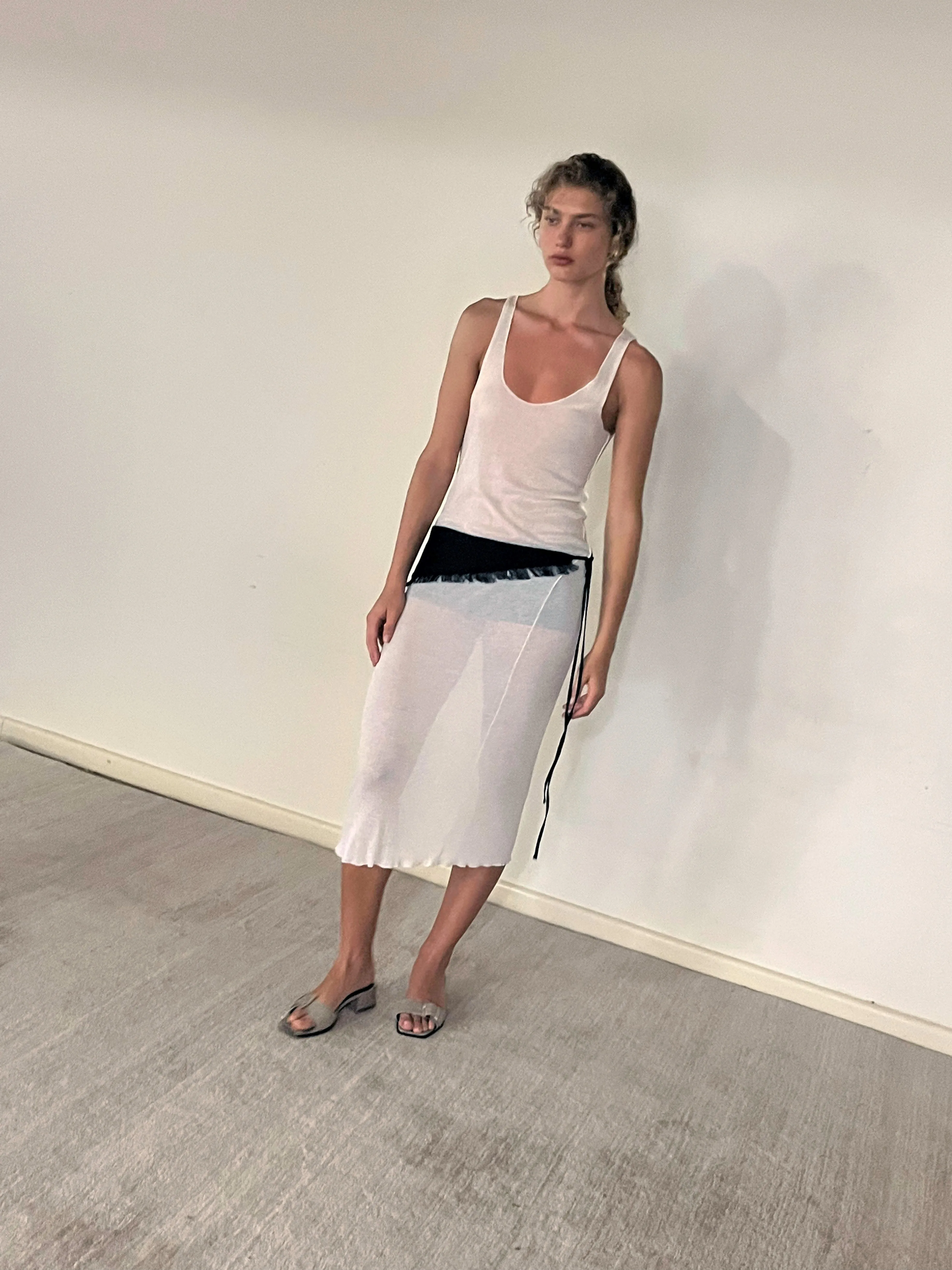 Linen Fray belt - Black