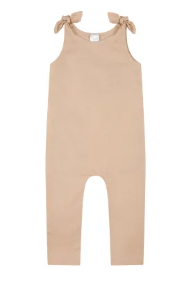Linen tie romper /CLAY