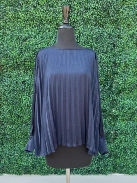 Long Sleeve Pleated Blouse