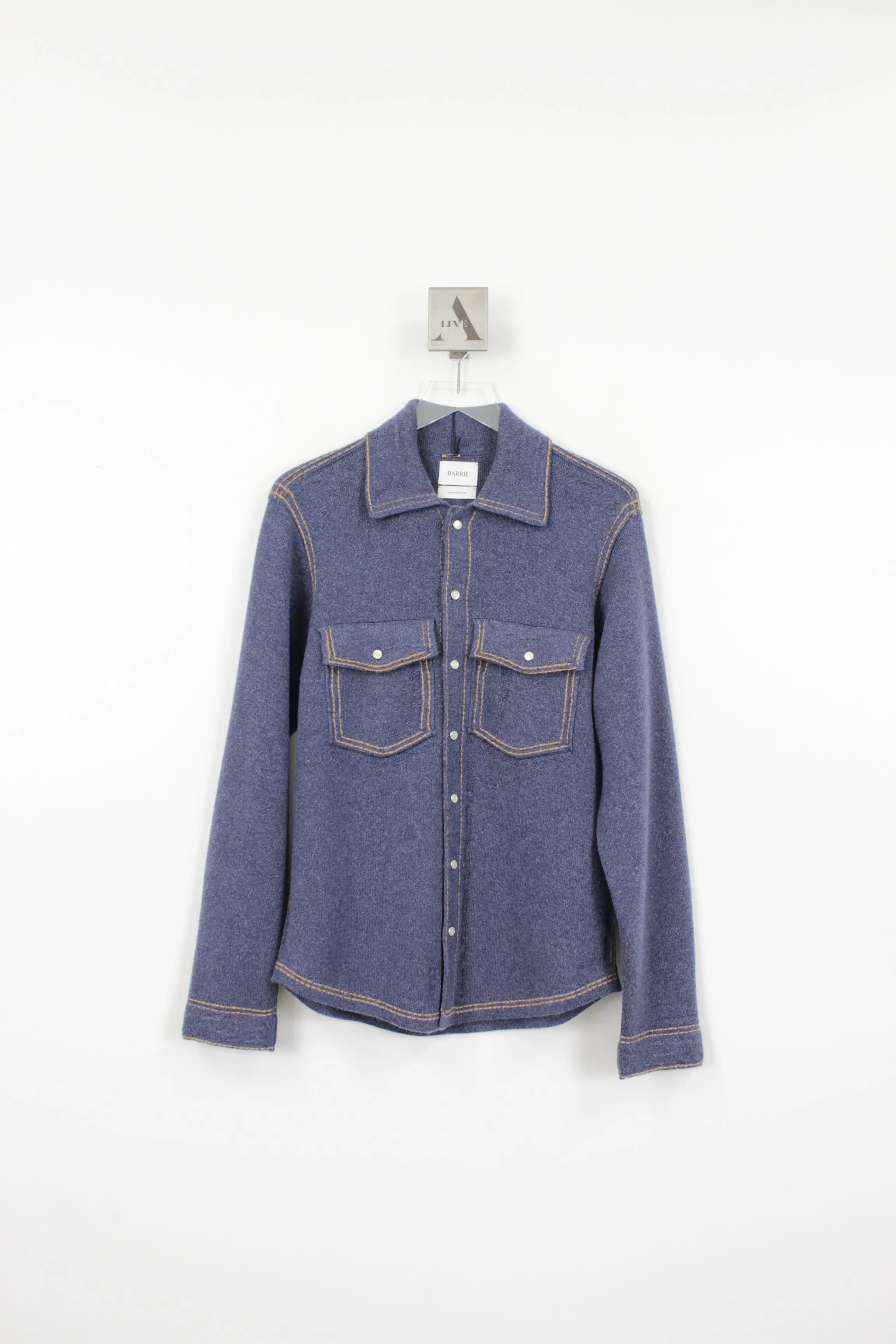 LS DENIM SHIRT W/DISTRESSED DETAIL