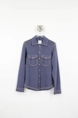 LS DENIM SHIRT W/DISTRESSED DETAIL